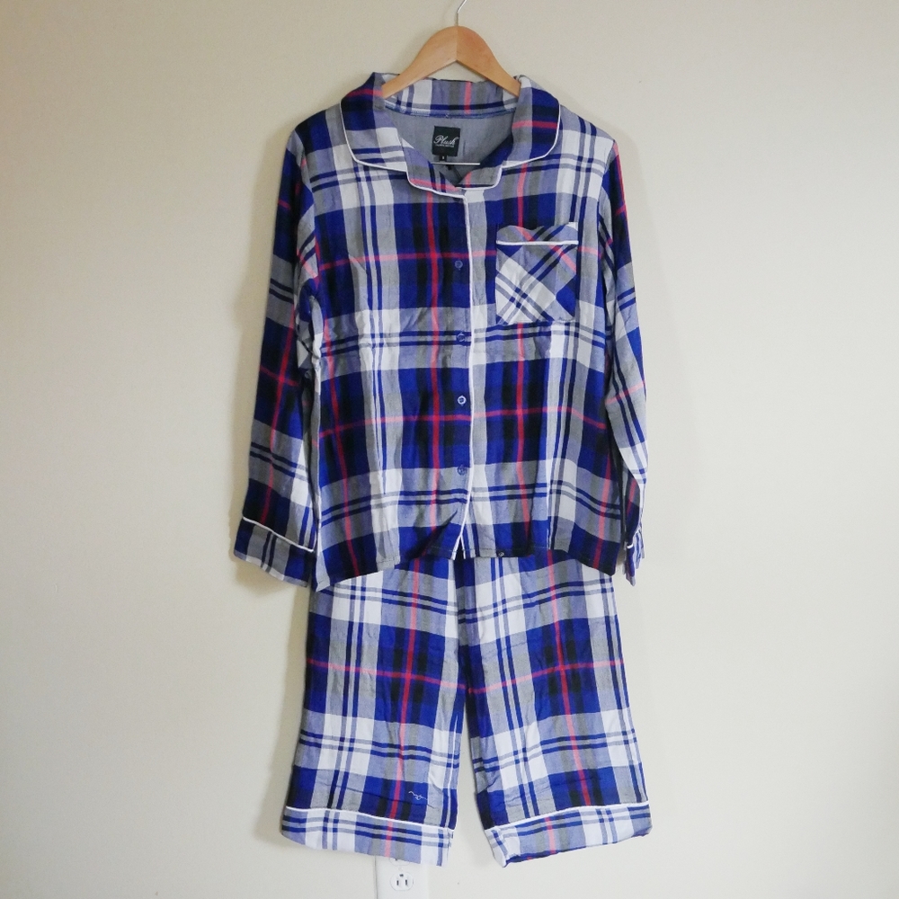 Revolve Plush Ultra Soft Woven PJ Set Navy Size S